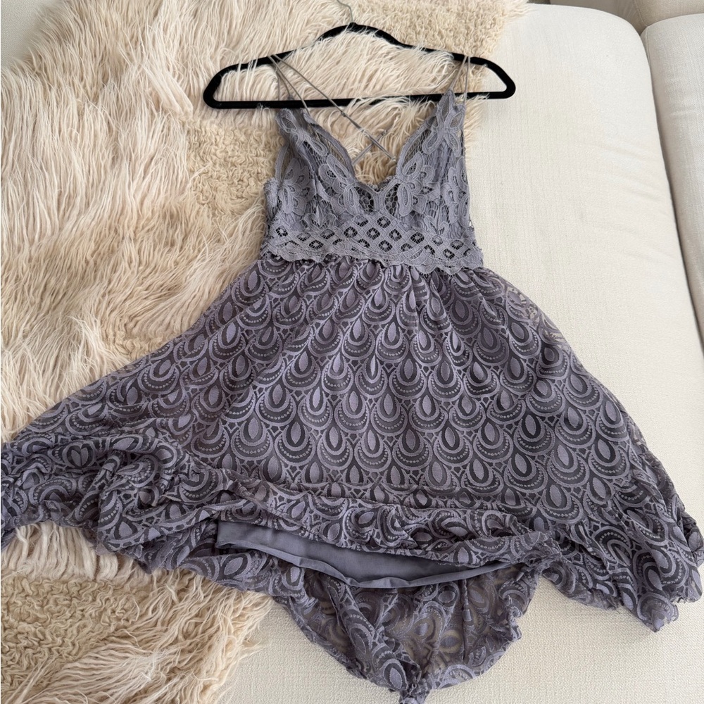 Elegant Lace Dress with Plunging Neckline